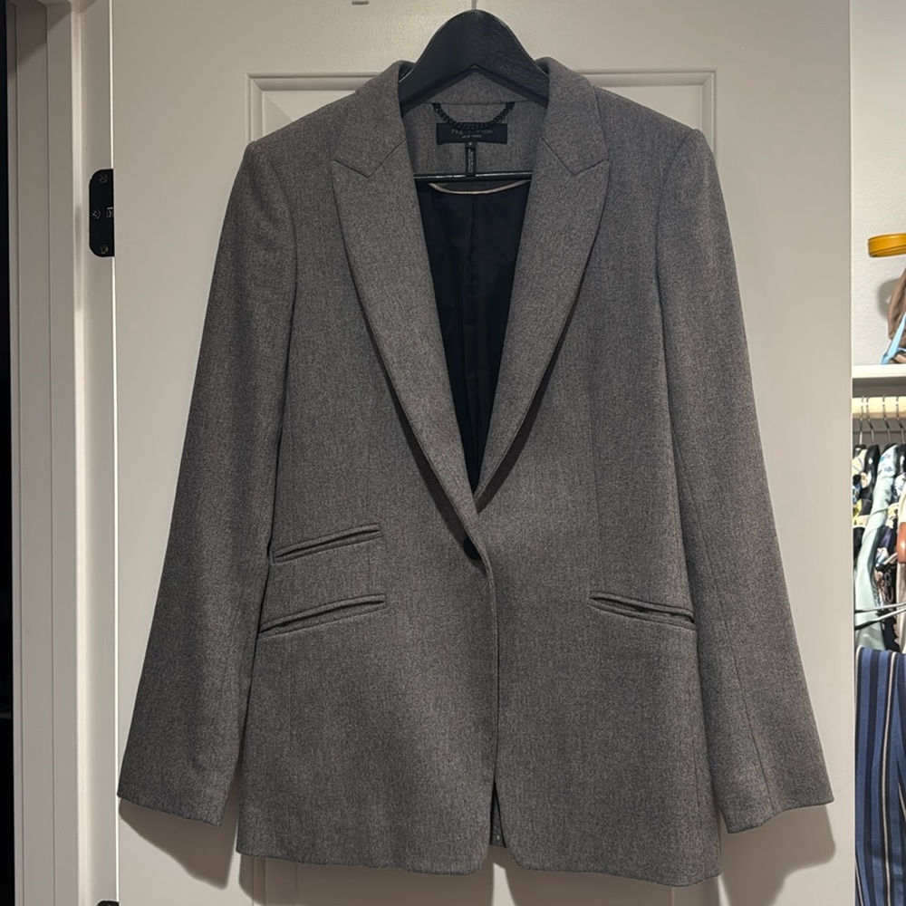 Rag & Bone Grey Wool Leather Detailing Blazer sz 6